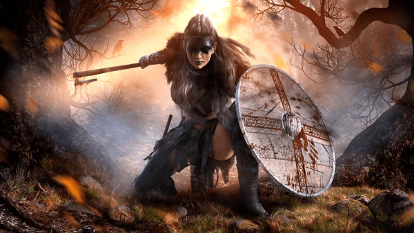 creepy-viking-woman-bloody-axe-600nw-2244254333