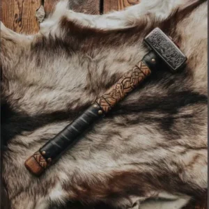 Custom Handmade Viking War Hammer - Thor's Mjölnir Style | Engraved 5160 Steel & Ash Wood Handle